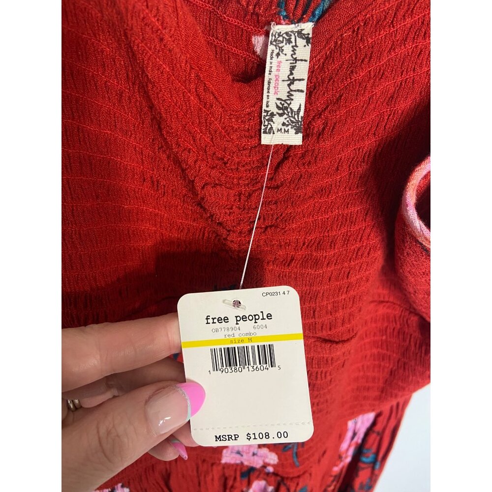 NWT Free People Beau Smocked Printed Slip Midi Dress-sz Medium - Picture 7 of 12